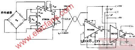 桥传感器发送、接收电路图(具有隔离输出)
