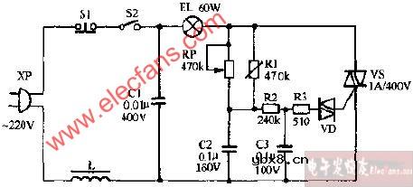 上海牌JC-51调光台灯电路图
