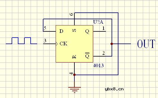 D触发器实现二分频电路(D触发器构成的2分频电路)