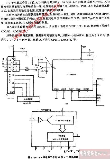 3V单电源工作的12位AD转换电路图