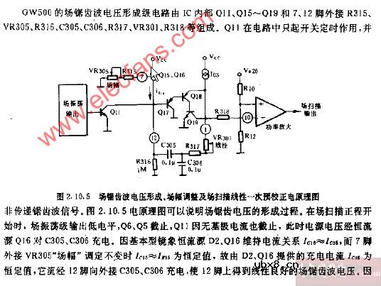 场锯齿波电压形成级与场线性校正电路图