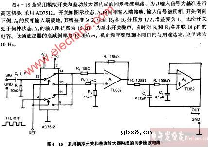采用模拟开关和差动放大器构成的同步检波电路图