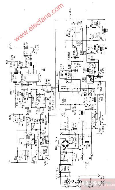 GW140显示器频率自定同步电锅与电源输出控制电路图