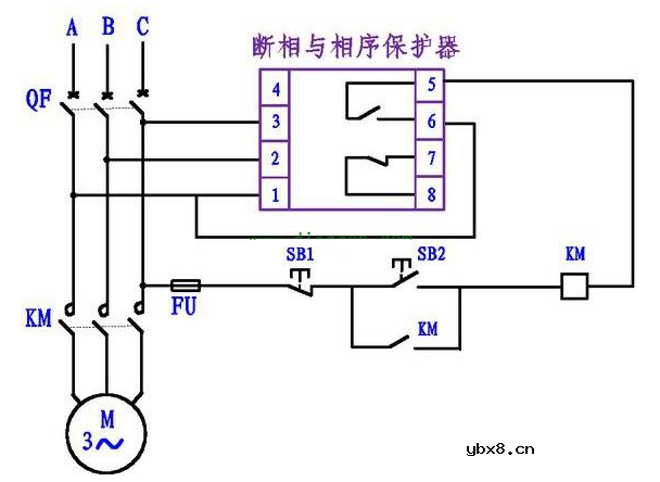 断相与相序保护继电器的接线方法图解