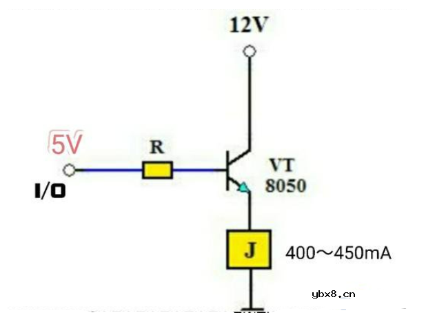 8050三极管发射极驱动继电器电路图