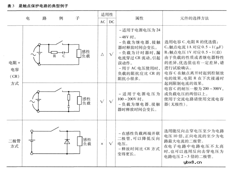 继电器触点保护电路