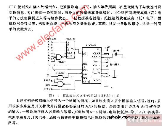 遂逼近式AD转换器与微机接口电路图