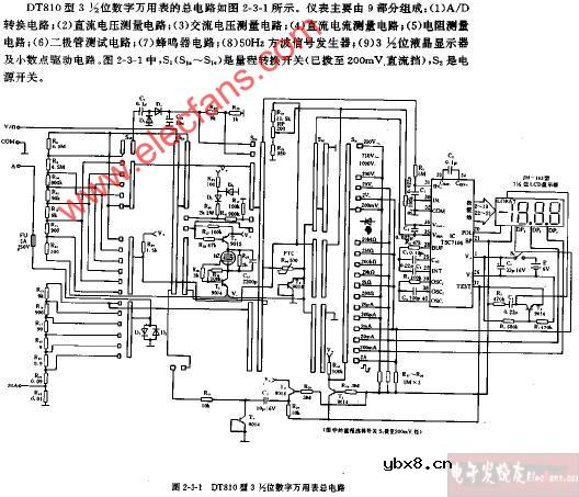 DT810型3,1 2位数字万用表总电路图