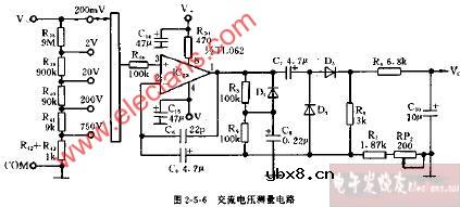 DT830A,CM3900,DT840型交流电压测量电路图