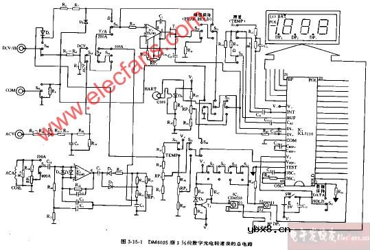DM6025型3,1 2位数字光电转速表的总电路图