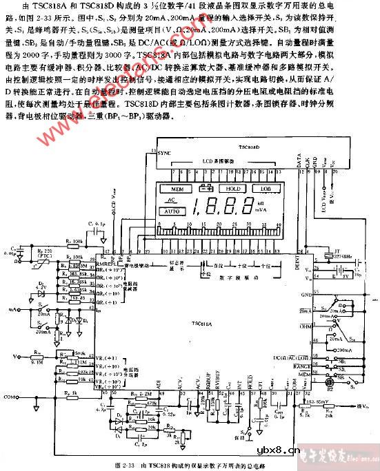 由TSC构成的双显示数字万用表的总电路图