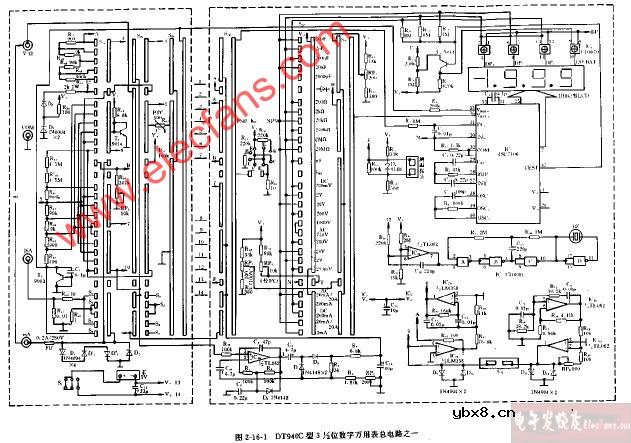 DT940C型3,1 2位数字万用表总电路图(之一)