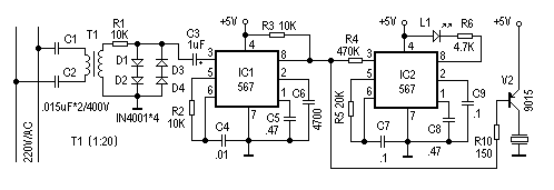 电力线载波的遥控报警器电路图
