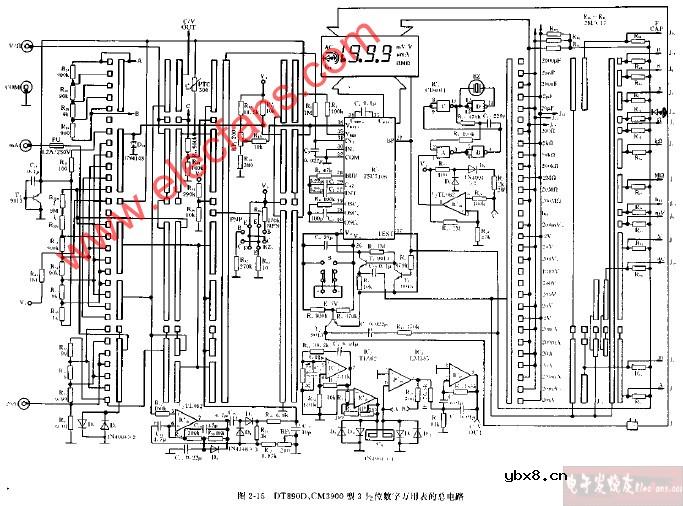 DT890D、CM3900型3,1 2位数字万用表的总电路图