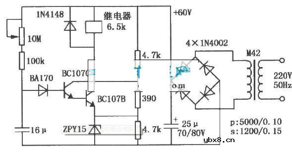 晶体管继电器延时吸合电路