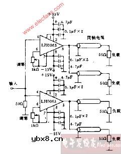 采用LH0063的视频信号分配电路图