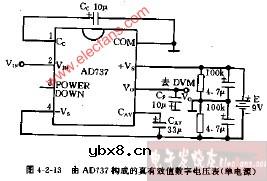 由AD737构成的真有效值数字电压表电路图(单电源)