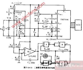 DT940C型二极管及蜂鸣器挡的电路图
