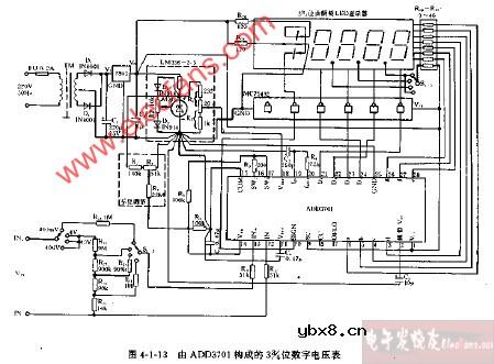 由ADD3701构成的3,1 2位数字电压表电路图