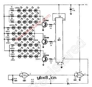 接36只LED的闪光器驱动电路