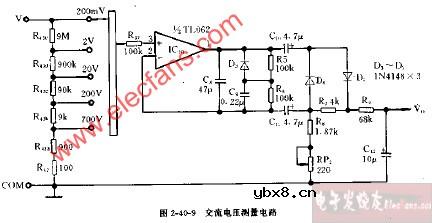 DT930F型交流电压测量电路图