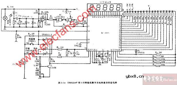 DM4234P型5位智能化数字光电转速表的总电路图