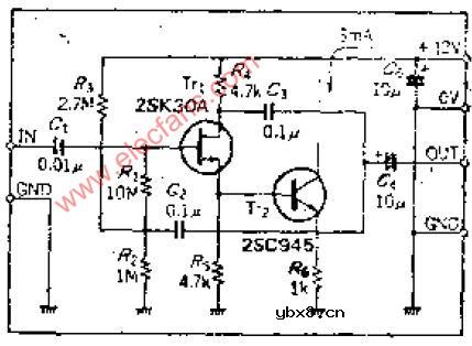 高输入阻抗AC缓冲放大器