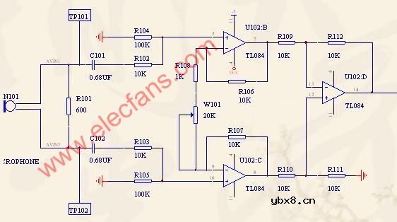 模拟信号平衡输入/不平衡输出电路