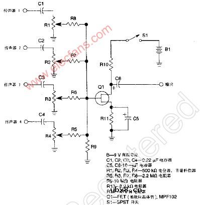 FET传声器混合电路