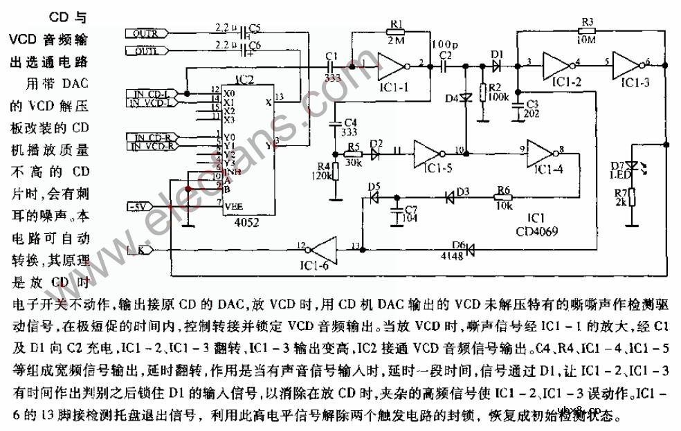 CD与VCD音频输出选通电路图