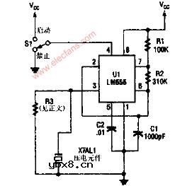 激励一个压电变换器的555振荡器