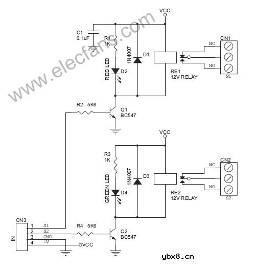 双继电器驱动板电路,Dual Relay Driver Bo