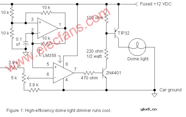 圆顶灯调光器电路--Dome Lamp Dimmer