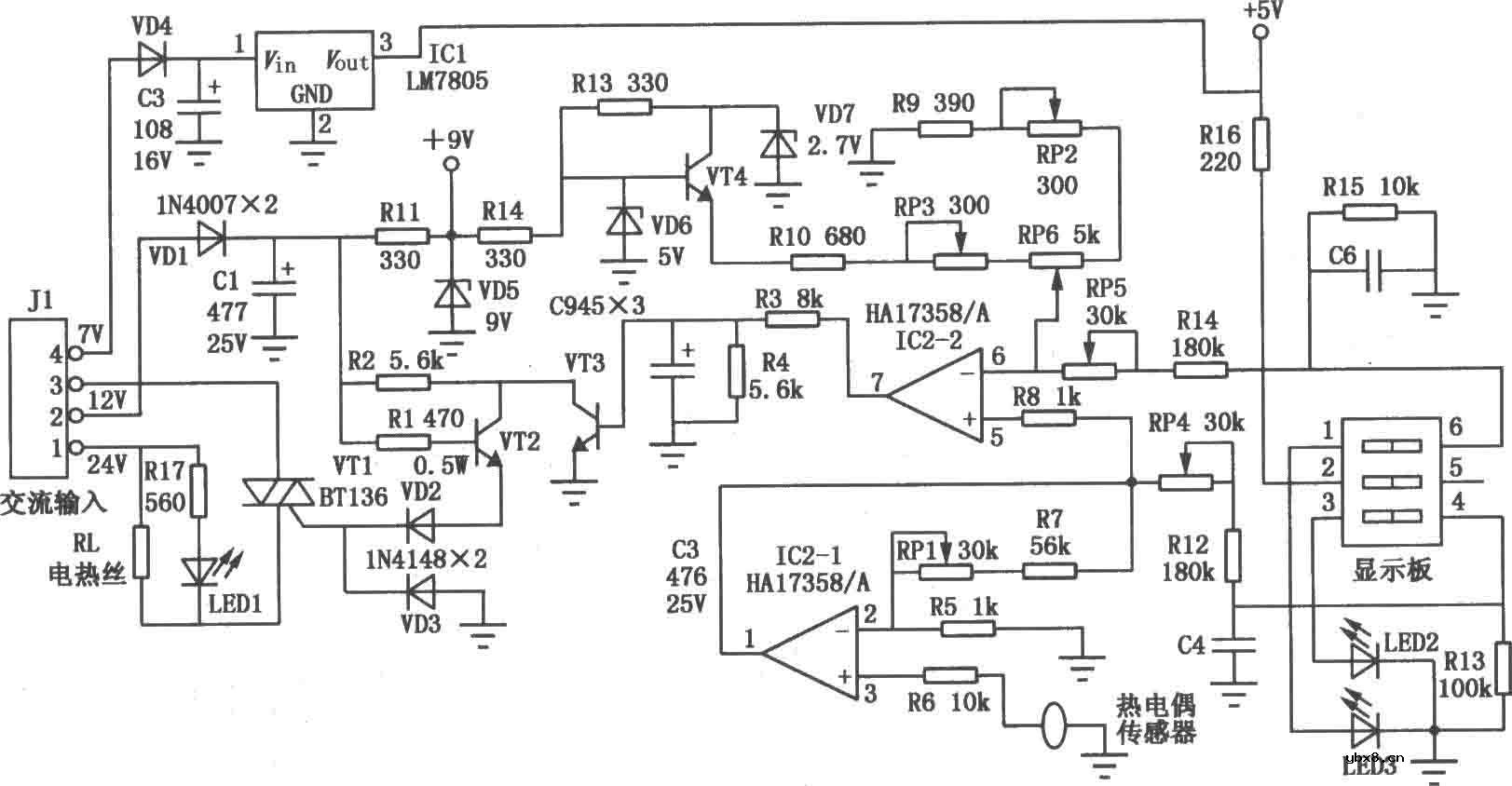 恒温电烙铁电路图