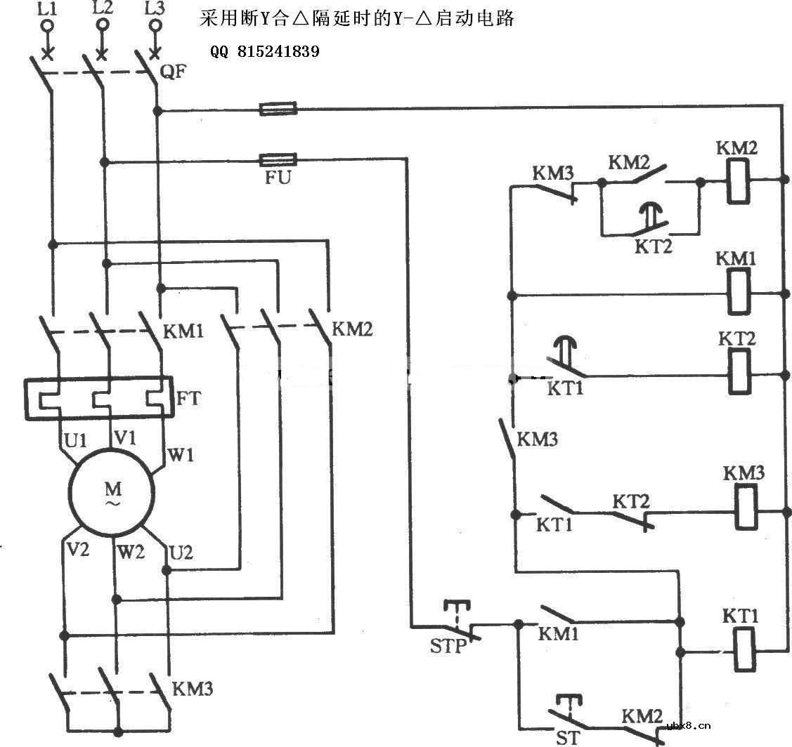 使用断星合三角隔延时的星三角启动电路