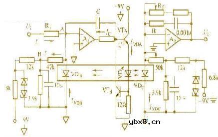 线性光藕隔离放大器电路