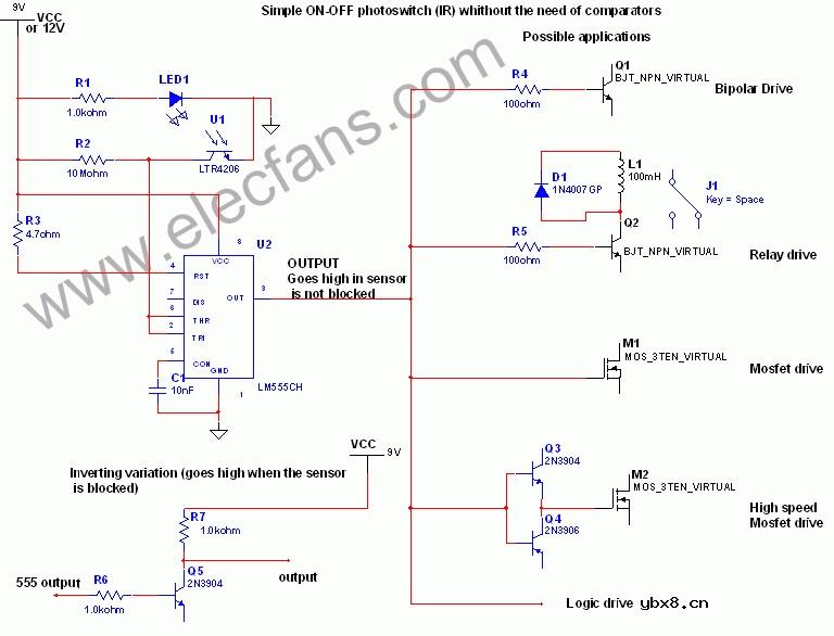 简单的光开关电路,Simple optical switch