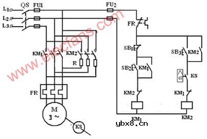 单向运行反接制动的控制线路