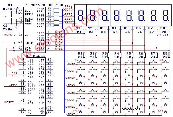 CH452的完整应用电路