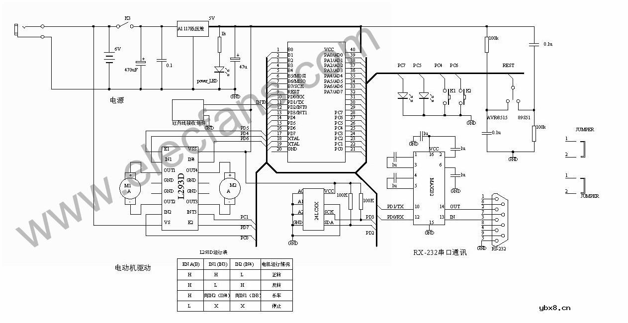 单片机+l293组成的电机驱动电路图
