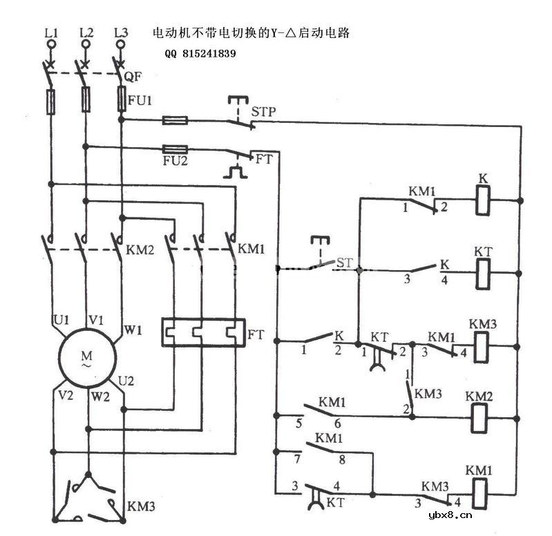 电动机不带电切换的星三角启动电路