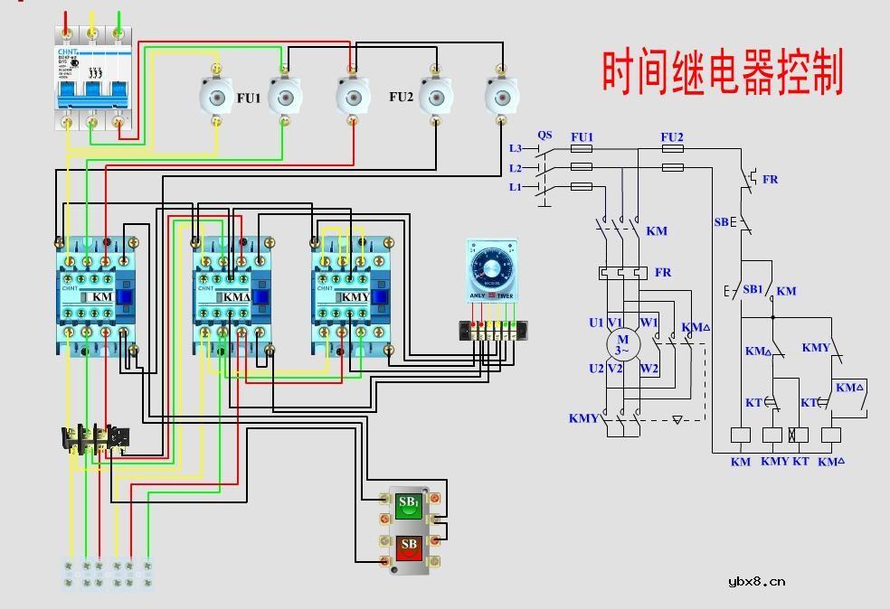 时间继电器星形、三角形控制电路