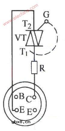 数字万用表检测双向晶闸管的电路