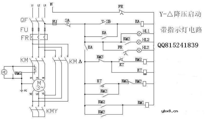 星三角形降压起动电路图