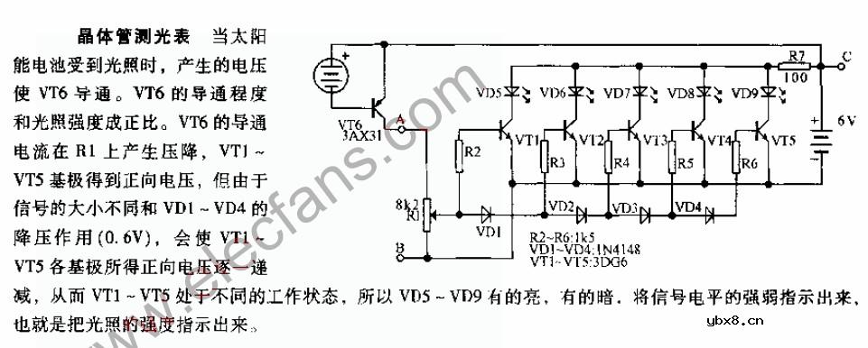 晶体管测光表电路图