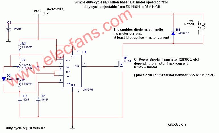 简单的直流电机PWM调速电路 Simple DC motor