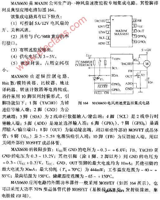MAX6650电风扇速度监控集成电路图