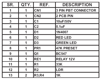 黑暗感应开关电路,Dark Sensitive Switch