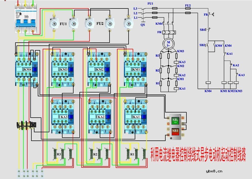 电流继电器控制绕线式异步电动机起动控制线路