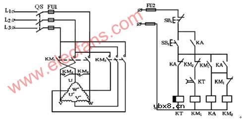 自动控制的双速电动机控制线路